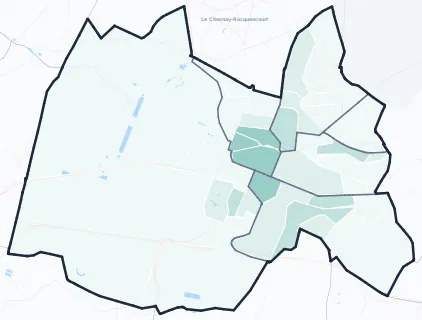 Carte de densité d'emplois salariés estimés de Versailles