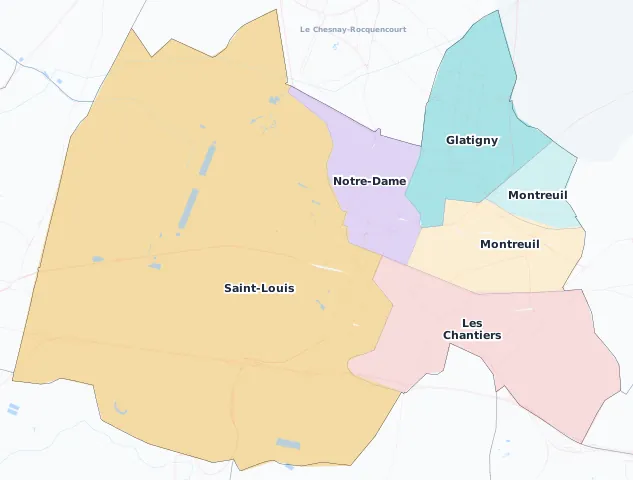 Carte des arrondissements et quartiers de Versailles