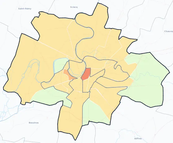 Carte de densité de population de Niort