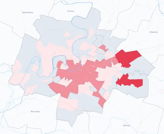 Carte de la valeur locative de référence de Niort