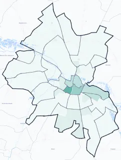 Carte de densité d'emplois salariés estimés de Amiens