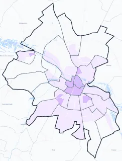 Carte de densité de population étudiante de Amiens
