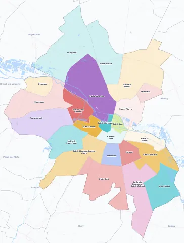 Carte des arrondissements et quartiers de Amiens