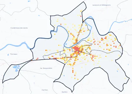 Carte des commerces de Albi