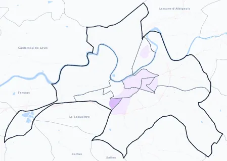 Carte de densité de population étudiante de Albi