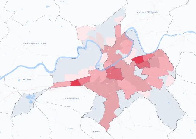 Carte de la valeur locative de référence de Albi