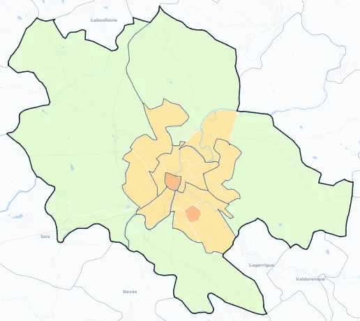 Carte de densité de population de Castres