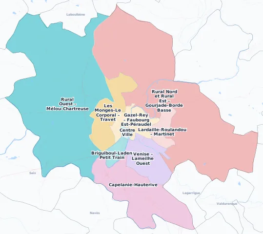 Carte des arrondissements et quartiers de Castres