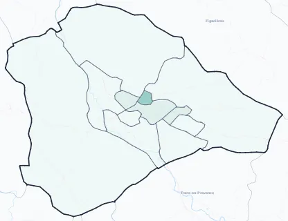 Carte de densité d'emplois salariés estimés de Draguignan
