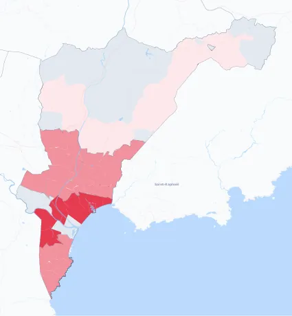 Carte de la valeur locative de référence de Fréjus