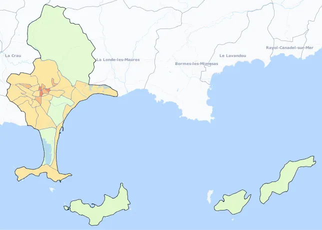 Carte de densité de population de Hyères