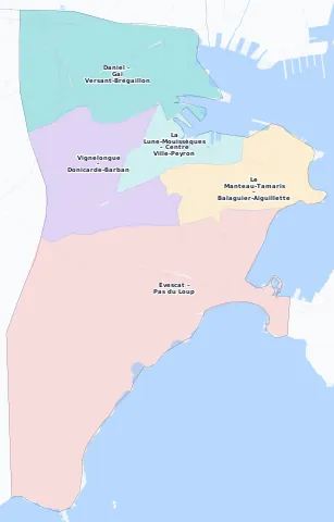 Carte des arrondissements et quartiers de La Seyne-sur-Mer