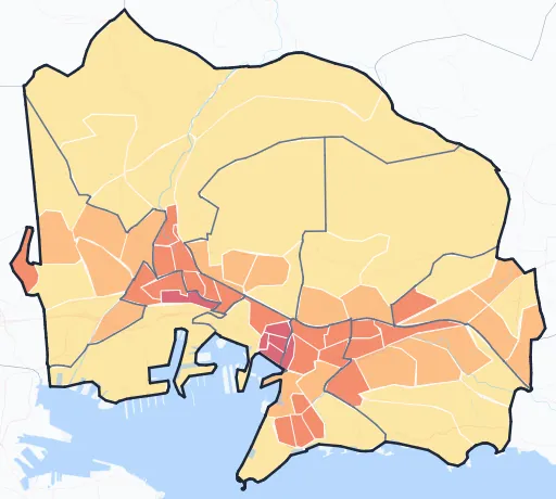 Carte de densité de population de Toulon