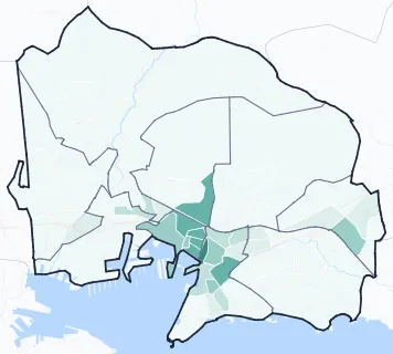 Carte de densité d'emploi (répartition estimée) de Toulon