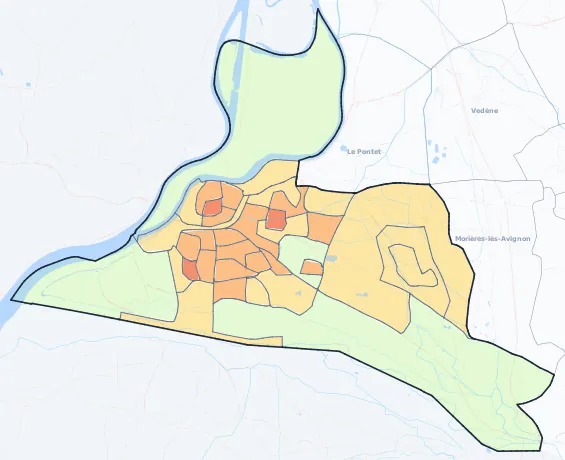 Carte de densité de population de Avignon