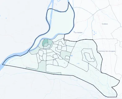 Carte de densité d'emplois salariés estimés de Avignon