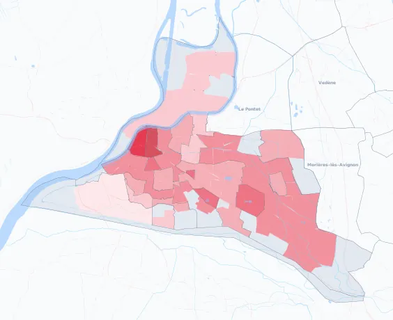 Carte de la valeur locative de référence de Avignon