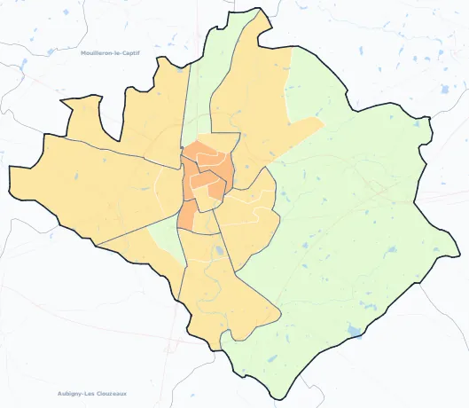 Carte de densité de population de La Roche-sur-Yon