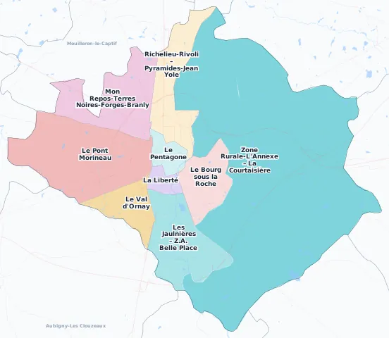 Carte des arrondissements et quartiers de La Roche-sur-Yon