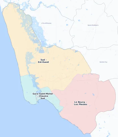 Carte des arrondissements et quartiers de Les Sables-d'Olonne