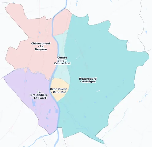 Carte des arrondissements et quartiers de Châtellerault