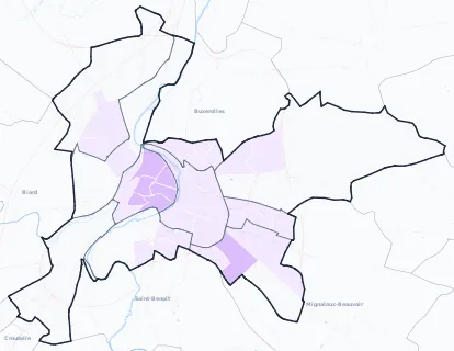 Carte de densité de population étudiante de Poitiers