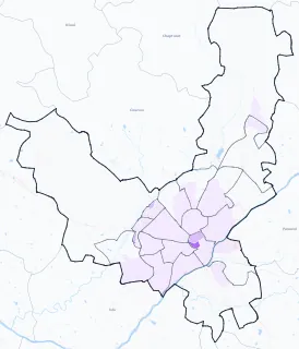 Carte de densité de population étudiante de Limoges
