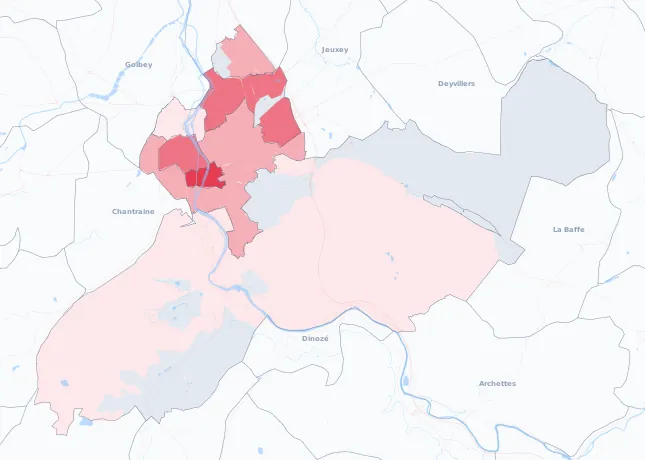Carte de la valeur locative de référence de Épinal