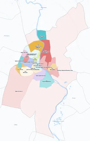 Carte des arrondissements et quartiers de Auxerre