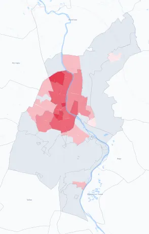 Carte de la valeur locative de référence de Auxerre