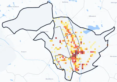Carte des commerces de Belfort
