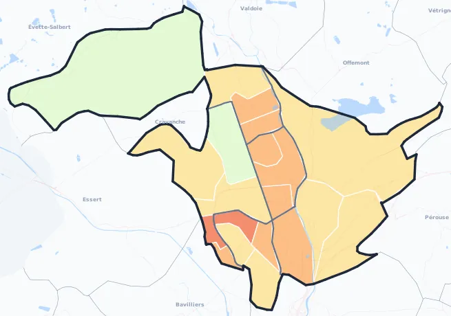 Carte de densité de population de Belfort