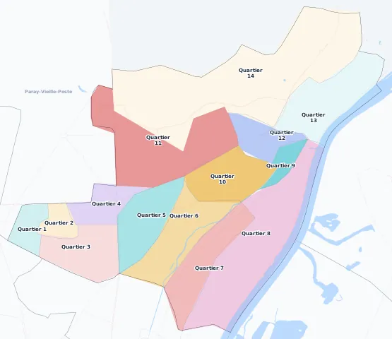 Carte des arrondissements et quartiers de Athis-Mons