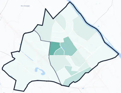 Carte de densité d'emplois salariés estimés de Évry-Courcouronnes