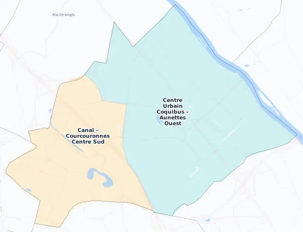 Carte des arrondissements et quartiers de Évry-Courcouronnes