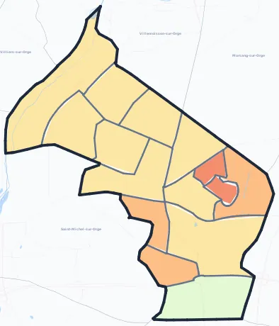 Carte de densité de population de Sainte-Geneviève-des-Bois