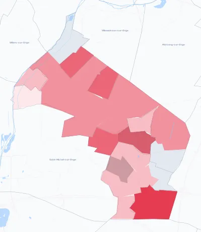 Carte de la valeur locative de référence de Sainte-Geneviève-des-Bois