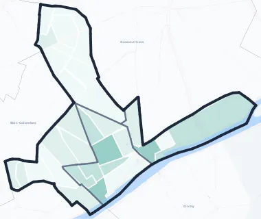 Carte de densité d'emplois salariés estimés de Asnières-sur-Seine