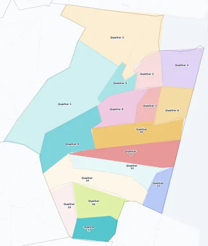 Carte des arrondissements et quartiers de Bagneux