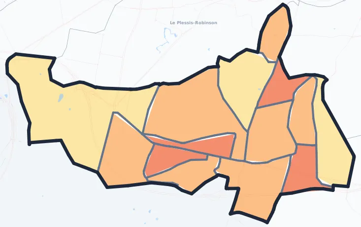 Carte de densité de population de Châtenay-Malabry