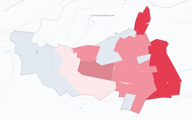 Carte de la valeur locative de référence de Châtenay-Malabry