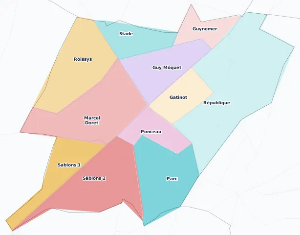 Carte des arrondissements et quartiers de Châtillon