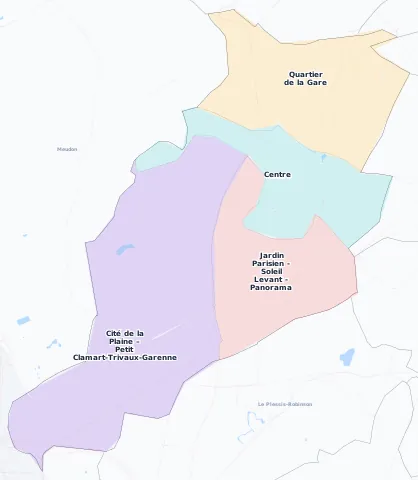 Carte des arrondissements et quartiers de Clamart