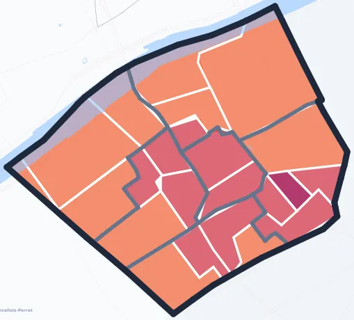 Carte de densité de population de Clichy
