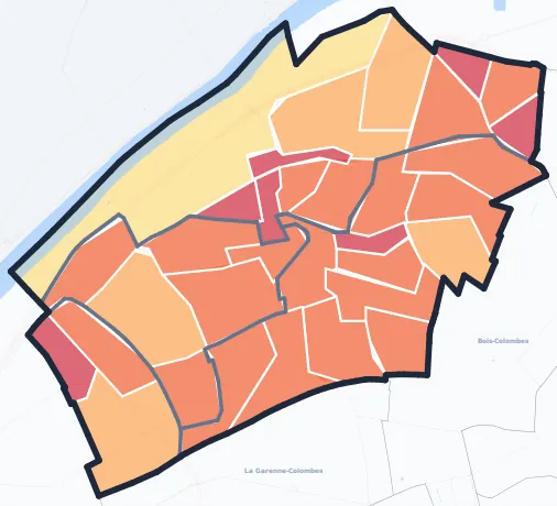 Carte de densité de population de Colombes