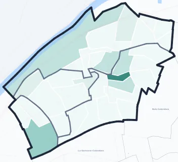 Carte de densité d'emplois salariés estimés de Colombes