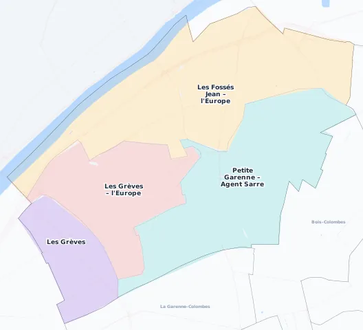 Carte des arrondissements et quartiers de Colombes