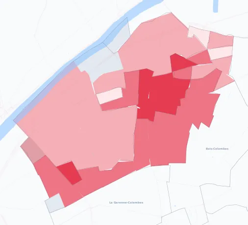 Carte de la valeur locative de référence de Colombes