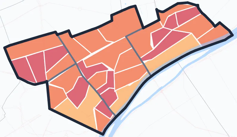 Carte de densité de population de Courbevoie