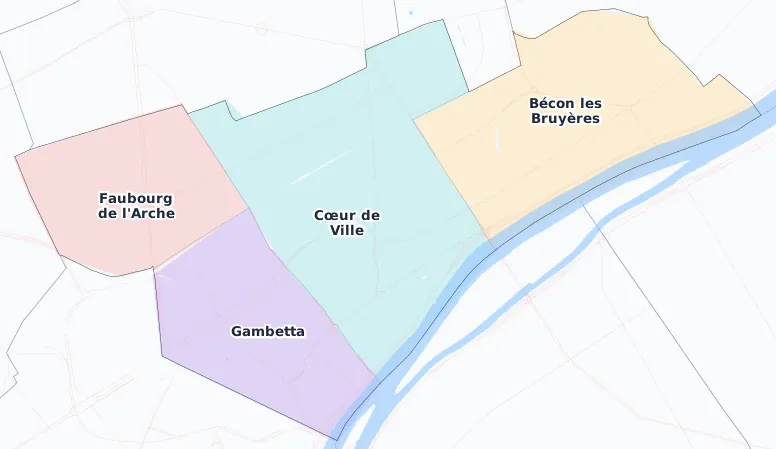 Carte des arrondissements et quartiers de Courbevoie